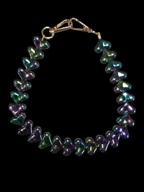 Iridescent Heart Bead Bag Chain- Multicolor